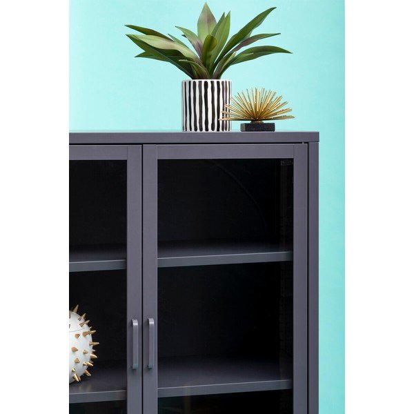 Szara stalowa witryna 75x150x35 cm Acier – Premier Housewares-image-2