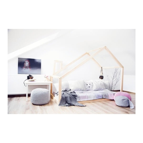 Drewniane łóżko dziecięce w kształcie domku AKI 90x180 cm
