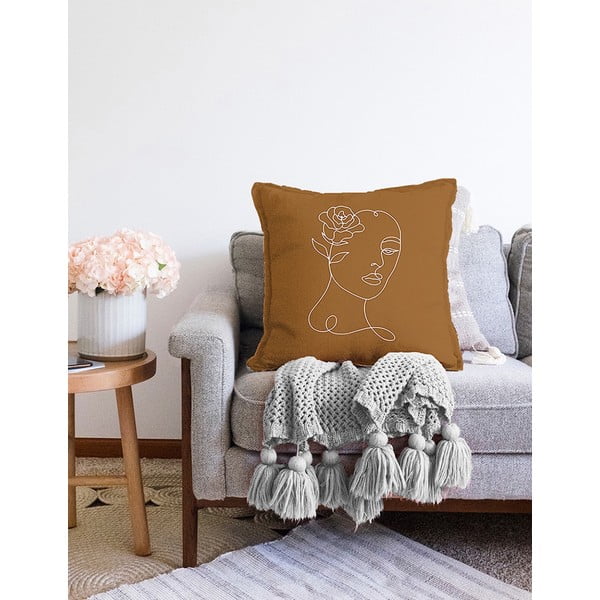 Brązowo-brązowa poszewka na poduszkę z domieszką bawełny Minimalist Cushion Covers Chenille, 55x55 cm-image-2