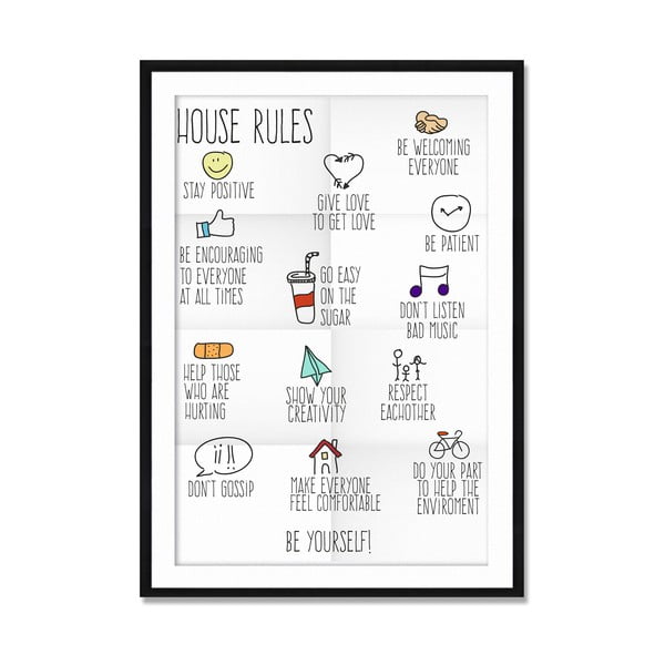 Obraz w ramie Little Nice Things House Rules, 60x40 cm