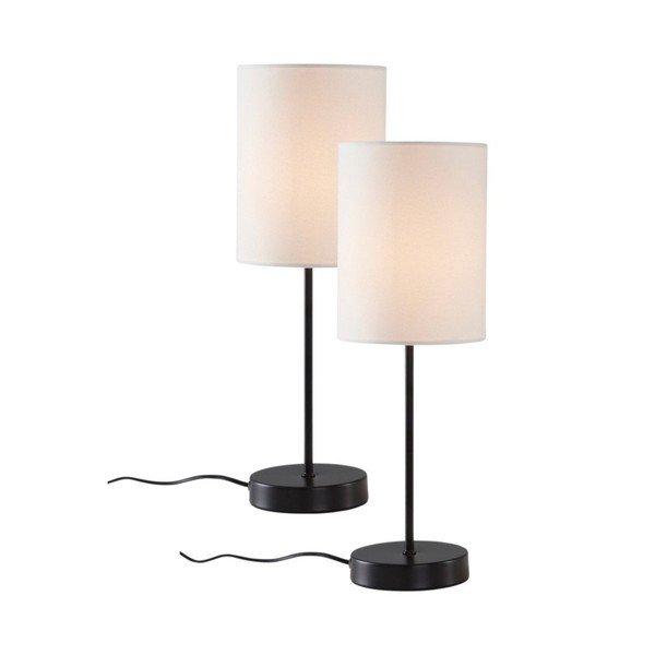 Biała/czarna tekstylna lampa stołowa (wysokość 45 cm) Seth – Jotex