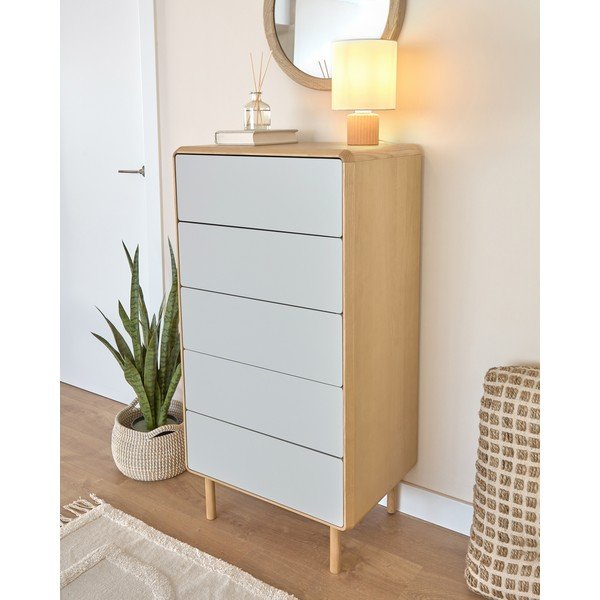 Szaro-naturalna komoda w dekorze jesionu 60x117x42 cm Anielle – Kave Home-image-3