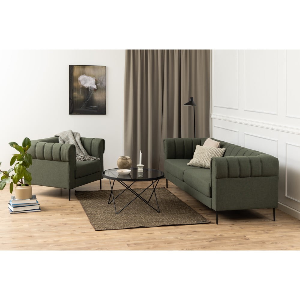 Czarny stolik ze szklanym blatem ø 80 cm Cuxton – Actona (zdjęcie 5)