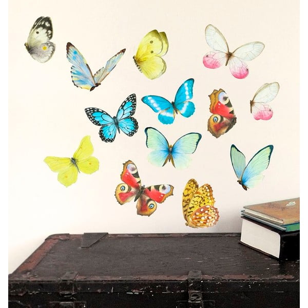 Naklejka wielokrotnego użytku Watercolor Butterflies, 40x30 cm