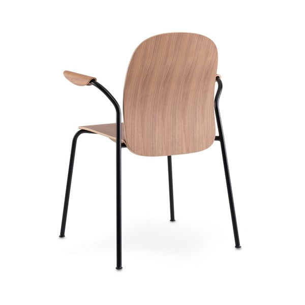 Koniakowe/w naturalnym kolorze krzesła zestaw z podłokietnikami/sztaplowane 2 szt. w dekorze orzecha Book – Gazzda-image-4