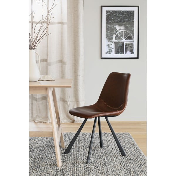 Brązowe krzesło do jadalni z czarnymi nogami Rowico Alpha-image-1