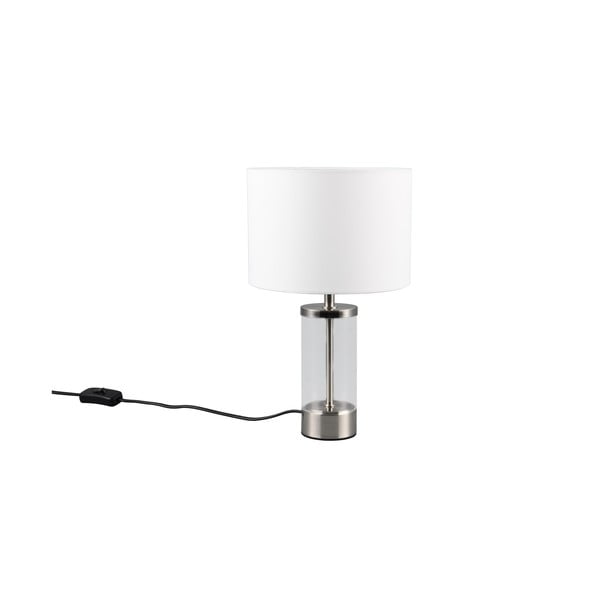 Lampa stołowa w kolorze srebra z tekstylnym kloszem (wys. 33,5 cm) Grazia – Reality-image-3