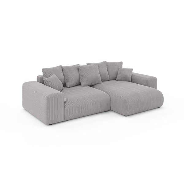 Jasnoszary sztruksowy rozkładany narożnik ze schowkiem (strona zmienna) Luma – Ropez-image-2