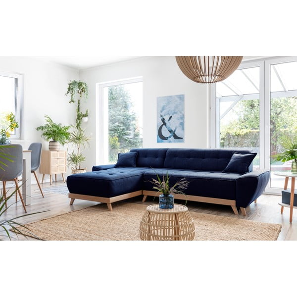 Granatowy rozkładany narożnik wielofunkcyjny Miuform Dazzling Daisy-image-3