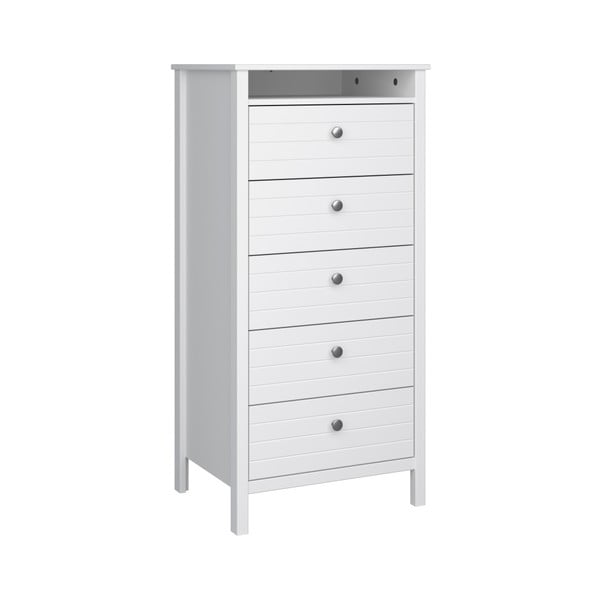Biała wąska komoda z 5 szufladami Steens New York, wys. 120 cm-image-1