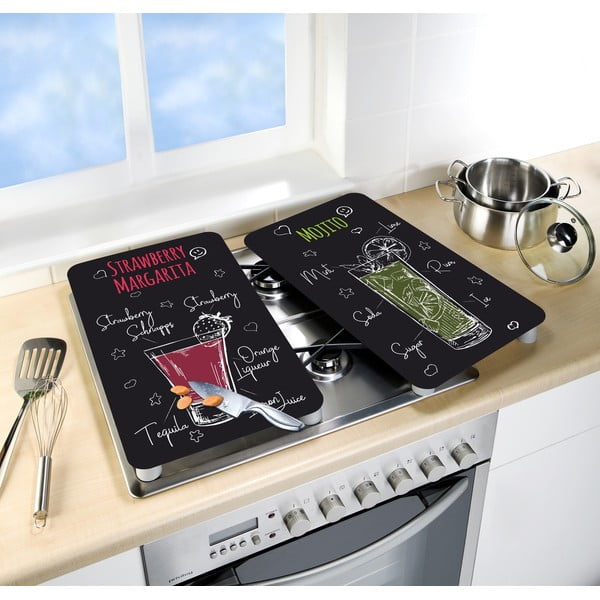 Zestaw 2 szklanych płyt ochronnych na kuchenkę Wenko Margarita, 52x30 cm-image-2