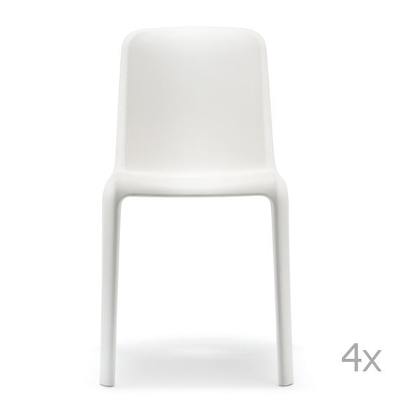 Zestaw 4 białych krzeseł Pedrali Snow