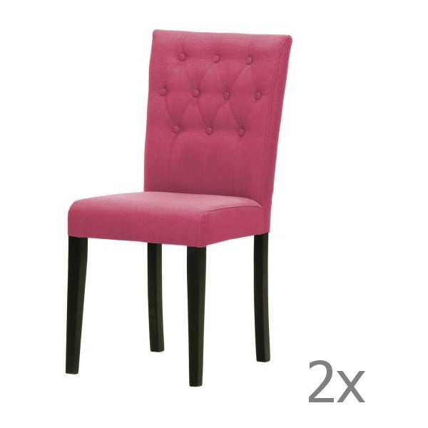 Komplet 2 krzeseł Monako Etna Pink, czarne nóżki