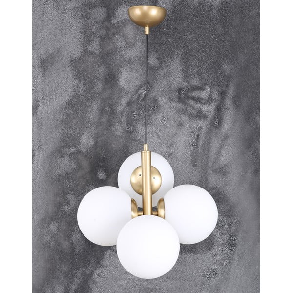 Lampa wisząca w biało-złotym kolorze ze szklanym kloszem ø 15 cm Forte – Squid Lighting-image-4