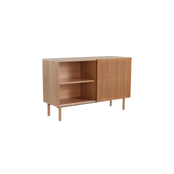 Szafka w dekorze jesionu z drzwiami przesuwnymi w naturalnym kolorze 124x80x45 cm Sion – Jotex-image-4