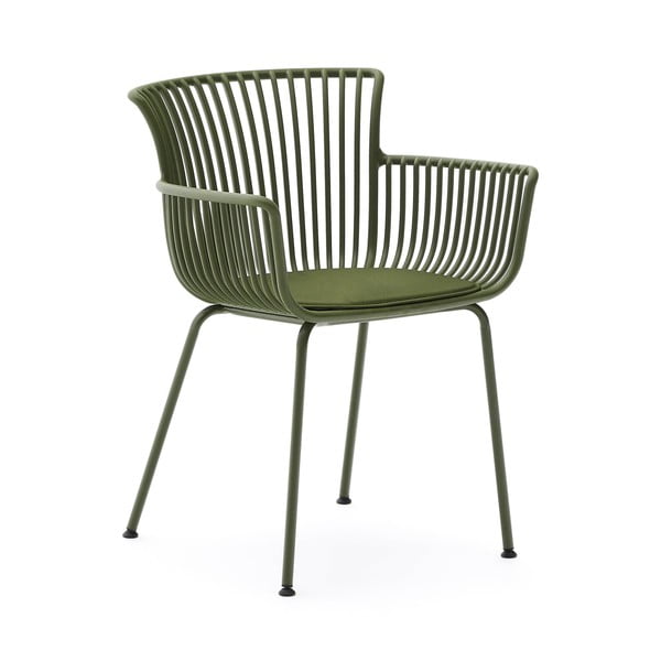 Ciemnozielone metalowe krzesło ogrodowe Surpika – Kave Home