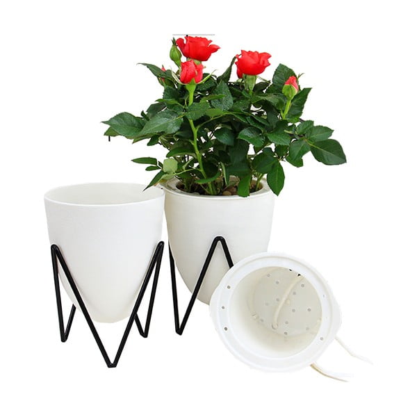 Biała doniczka samonawadniająca Tomasucci Poppy, ø 19 cm-image-3