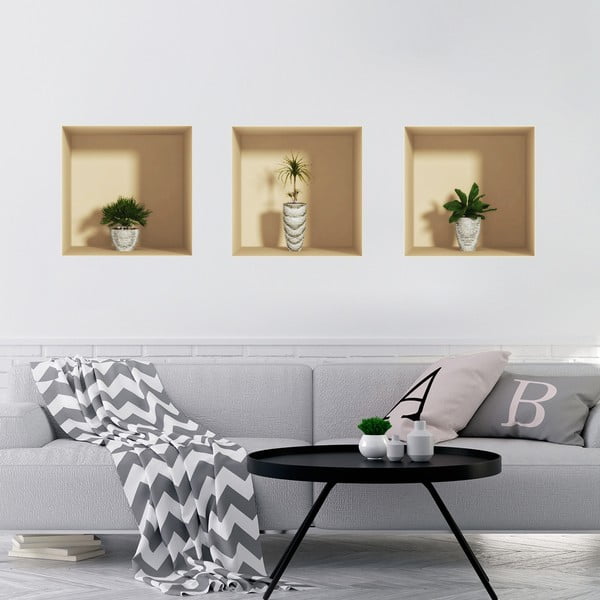 Zestaw 3 naklejek 3D Ambiance Palms-image-1