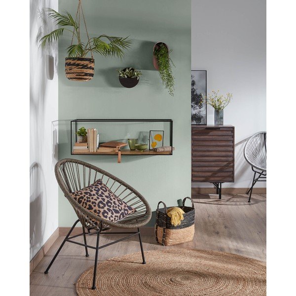 Czarno-naturalna półka z litego drewna jodłowego 90 cm Elisha – Kave Home-image-2