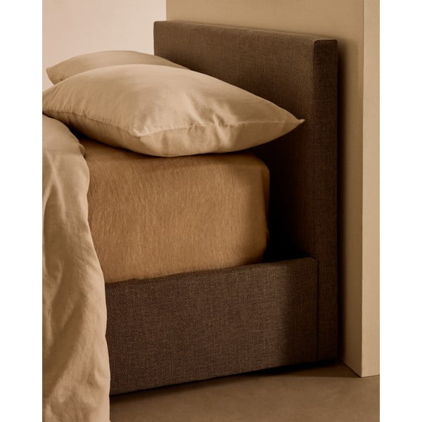 Szare tapicerowane łóżko jednoosobowe ze schowkiem i stelażem 90x200 cm Nahiri – Kave Home-image-1