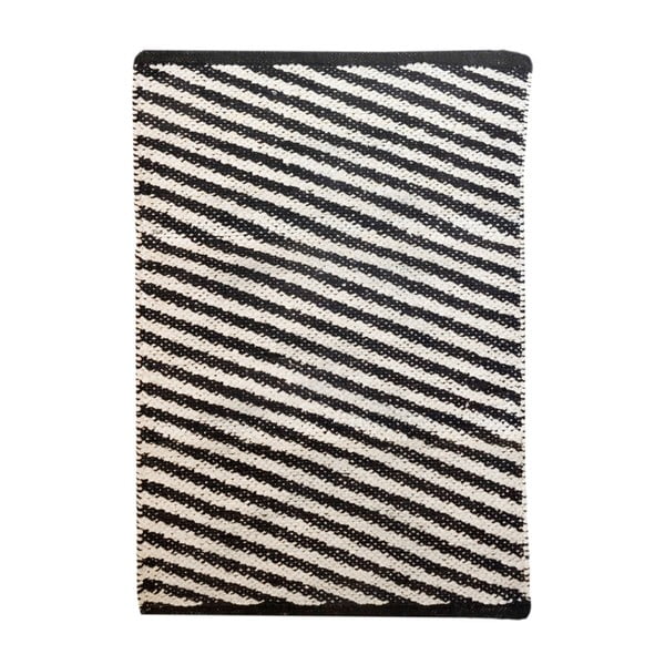 Czarno-biały bawełniany ręcznie tkany dywan Diagonal, 140x200 cm