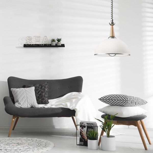 Lampa wisząca w srebrno-naturalnym kolorze ze szklanym kloszem ø 30 cm Ciara – LAMKUR-image-2
