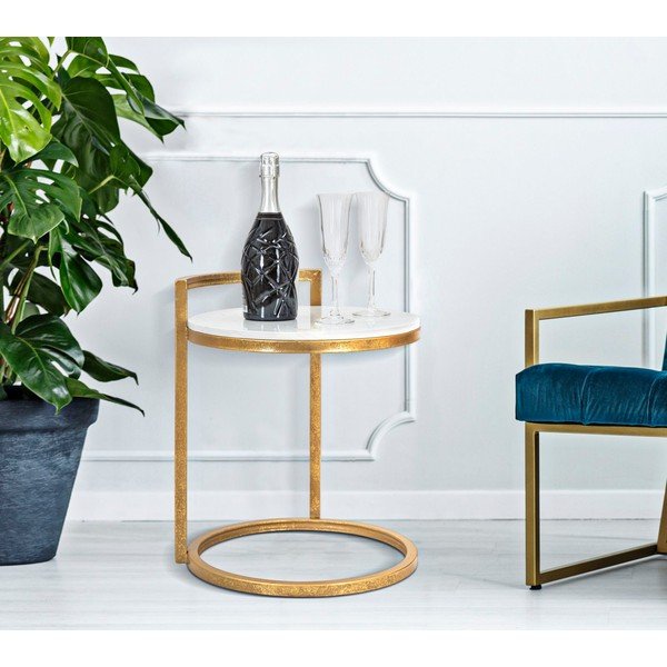 Okrągły stolik z marmurowym blatem ø 40,5 cm Round Marble – Mauro Ferretti-image-1