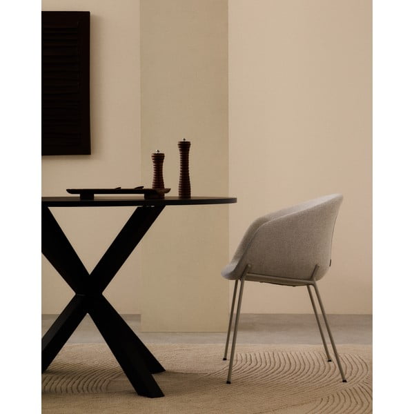 Beżowy tapicerowany fotel jadalniany z podłokietnikami Yvette – Kave Home-image-1