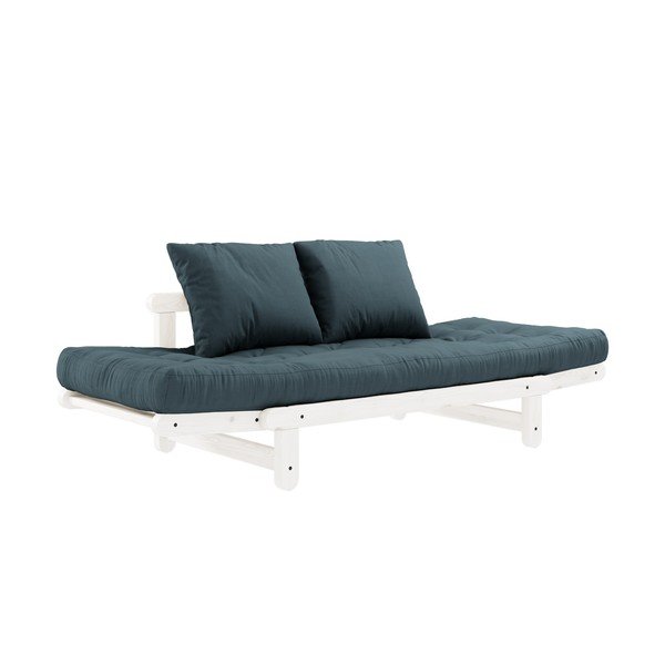 Sofa rozkładana z niebieskozielonym pokryciem Karup Design Beat White/Petrol Blue-image-4