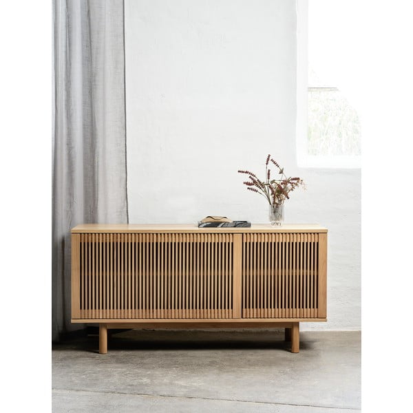 Niska komoda w dekorze dębu w naturalnym kolorze 143x70 cm Tiber – Unique Furniture-image-1