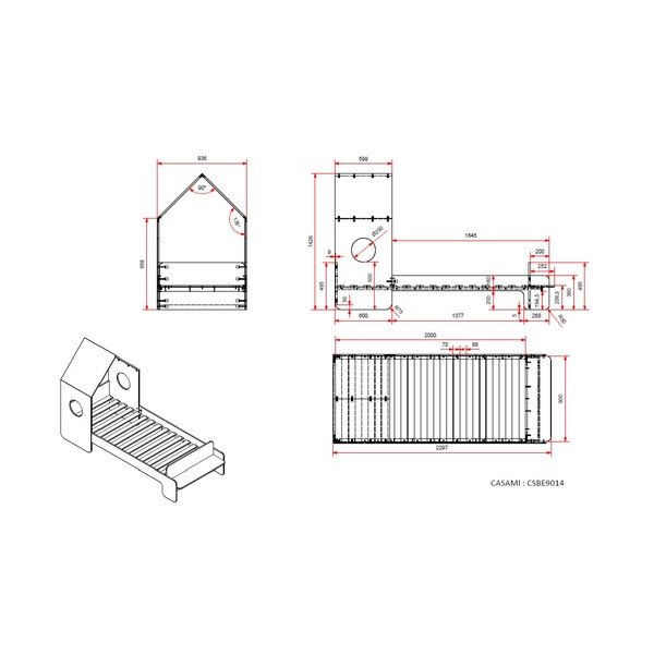 Białe łóżko dziecięce Vipack Casami, 90x200 cm-image-2