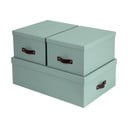 Miętowe kartonowe pojemniki z pokrywką zestaw 3 szt. 31x47x15 cm Inge – Bigso Box of Sweden