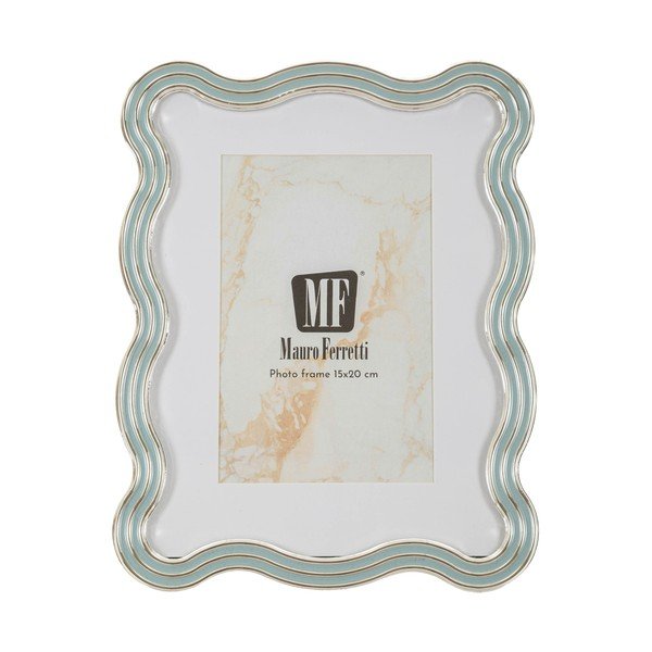 Jasnoniebieska/w kolorze srebra metalowa/szklana ramka stojąca 17,5x22,5 cm Elizabeth – Mauro Ferretti-image-2