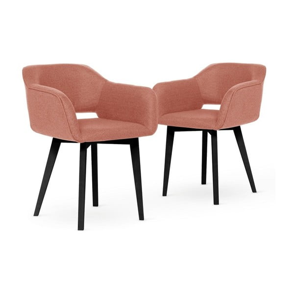 Zestaw 2 brzoskwiniowych krzeseł z czarnymi nogami My Pop Design Oldenburg