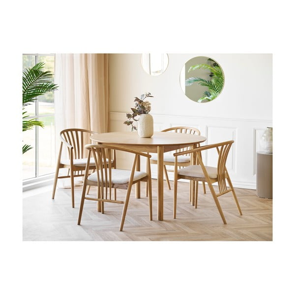 Krzesło z podłokietnikami z litego drewna dębowego w naturalnym kolorze Agustin – House Nordic-image-4