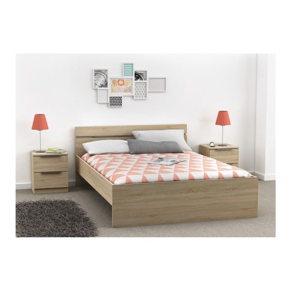 Łóżko dwuosobowe w kolorze drewna 13Casa Wallace, 140x190 cm
