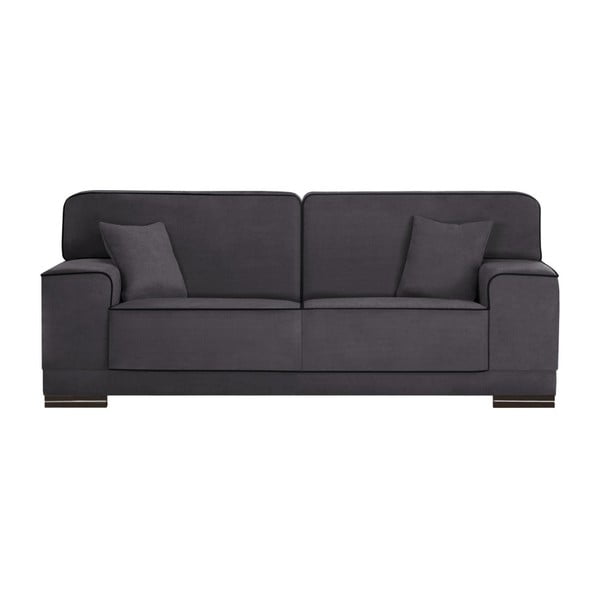 Antracytowa sofa 3-osobowa z czarnymi detalami L'Officiel Interiors Cara