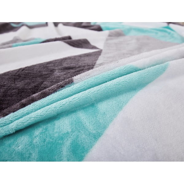 Szaro-turkusowa pościel jednoosobowa z mikropluszu 140x200 cm Abstract  – My House-image-3