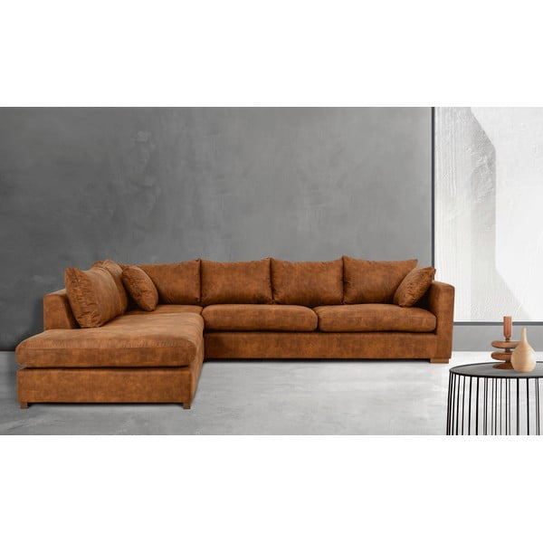 Koniakowy narożnik z imitacji skóry (lewostronny) Hamburg – Scandic-image-1