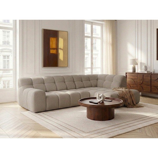 Beżowy rozkładany/z elektryczną regulacją siedziska narożnik (prawostronny/w kształcie litery L) Andre – Bobochic Paris-image-1