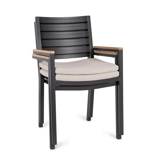 Antracytowe metalowe krzesło ogrodowe Henna – Bizzotto-image-3