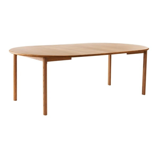 Okrągły rozkładany stół z dodatkowym blatem z litego drewna dębowego ø 120 cm Noor – Hammel Furniture-image-3