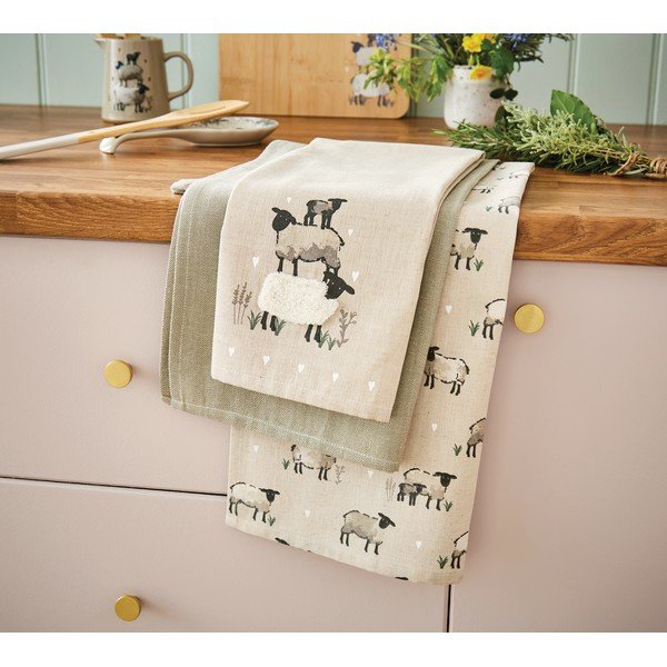 Ścierki zestaw 3 szt. z mieszanki lnu 45x65 cm Highland Sheep – Cooksmart ®-image-1