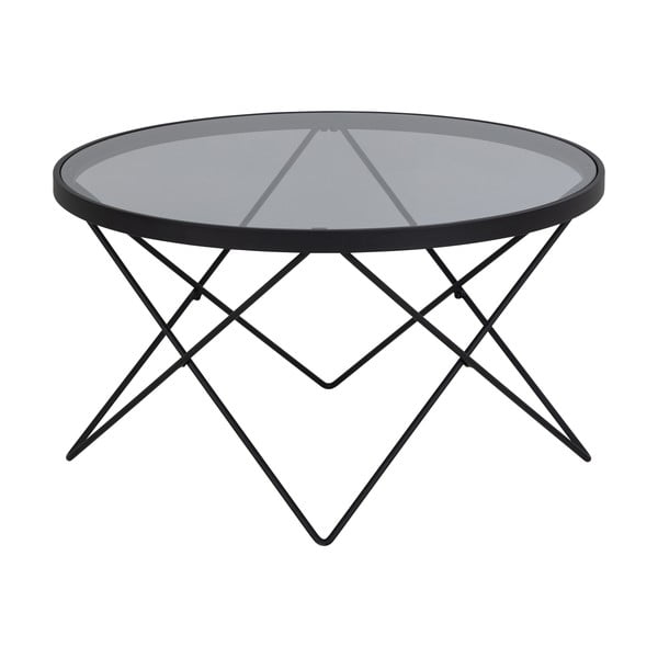 Czarny stolik ze szklanym blatem ø 80 cm Cuxton – Actona