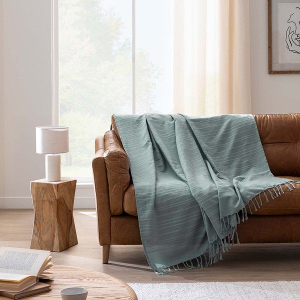 Zielona bawełniana narzuta 125x150 cm Lilia – douceur d'intérieur-image-1