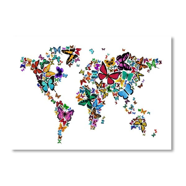 Plakat z kolorową mapą świata Americanflat Nature, 60x42 cm