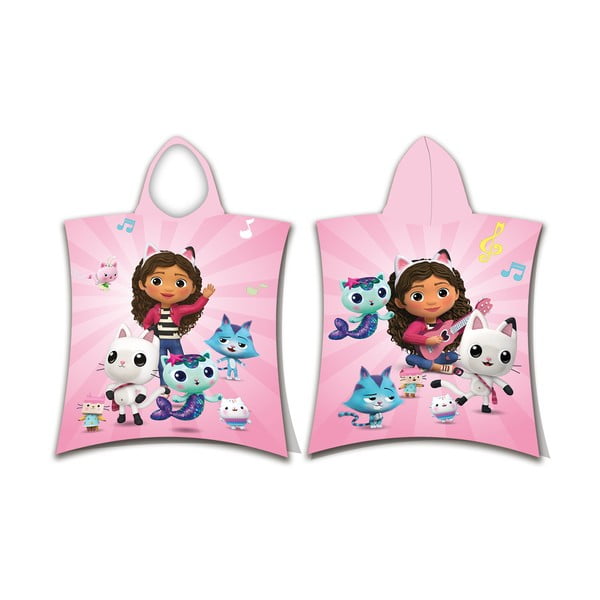Różowe bawełniane ponczo dziecięce w rozmiarze 3-8 lat Gabby´s Dollhouse – Jerry Fabrics