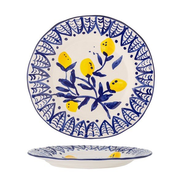 Biały/niebieski kamionkowy talerz do serwowania ø 27 cm Maxima – Bloomingville-image-3