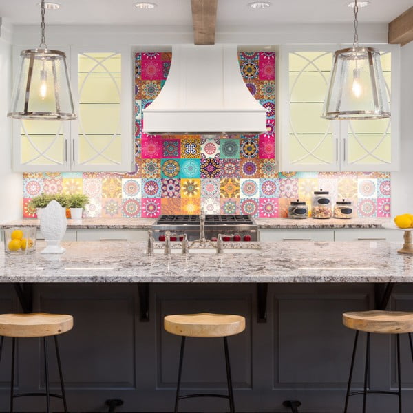 Zestaw 30 naklejek ściennych Ambiance Wall Stickers Tiles Azulejos Mariska, 15x15 cm-image-3