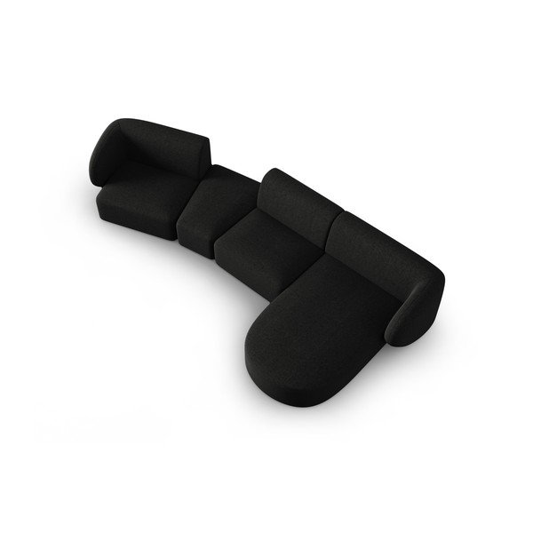 Czarny narożnik z tkaniny szenilowej (prawostronny/z szezlongiem) Paolo – Milo Casa-image-1